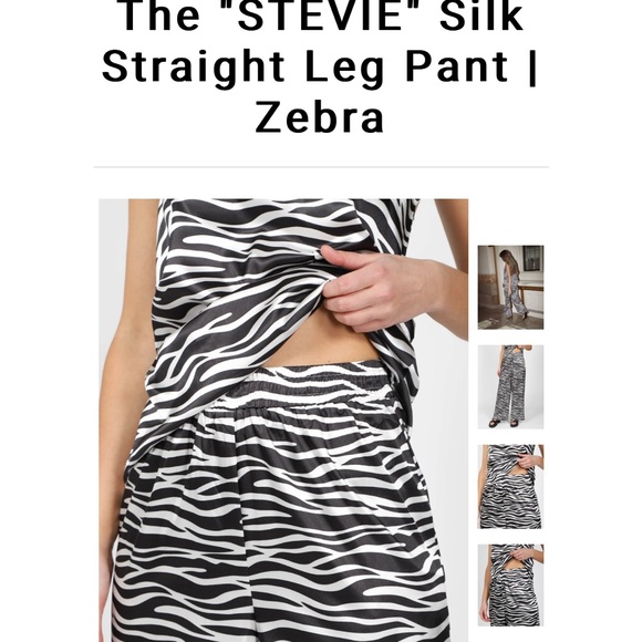 Brunette The Label “Stevie” straight leg silk zebra pants. NWT - Picture 5 of 6